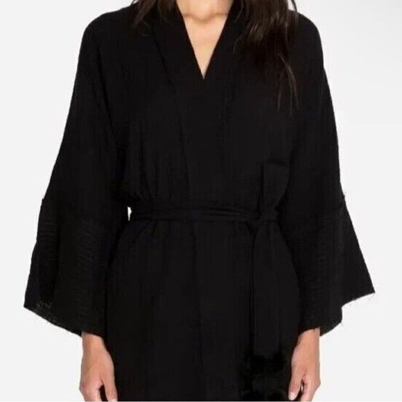 Calme by Johnny Was NWT Kimono Robe in Black Size M - Picture 3 of 7